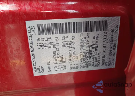 2023 Nissan Rogue Sv Intelligent Awd z USA, uszkodzony, nr VIN 5N1BT3BB1PC913130